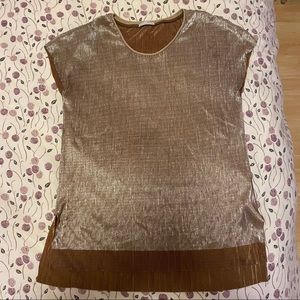 Zara Gold Metallic Pleated Top